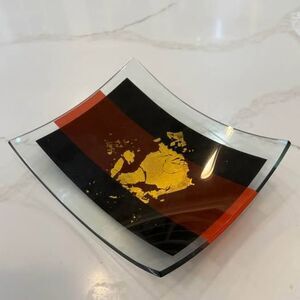 Rectangle fused art glass dish